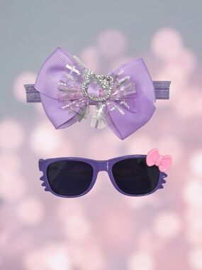 Lavender Grosgrain Bow Headband & Sunglasses Set
